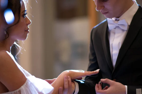 Hands Bride Groom Wedding Rings — Stock Photo, Image