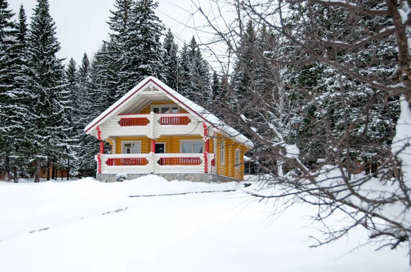 Casa Madera Bosque Invierno Chelyabinsk Zyuratkul 2019 —  Fotos de Stock