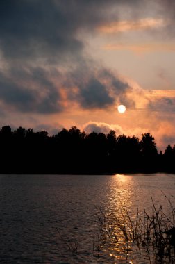 su ve orman arka plan üzerinde gündoğumu