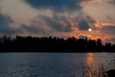 su ve orman arka plan üzerinde gündoğumu