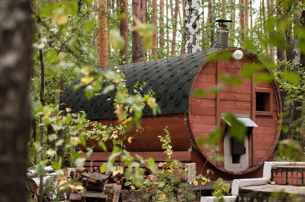 Russian bath in nature in the forest — Stock Photo, Image