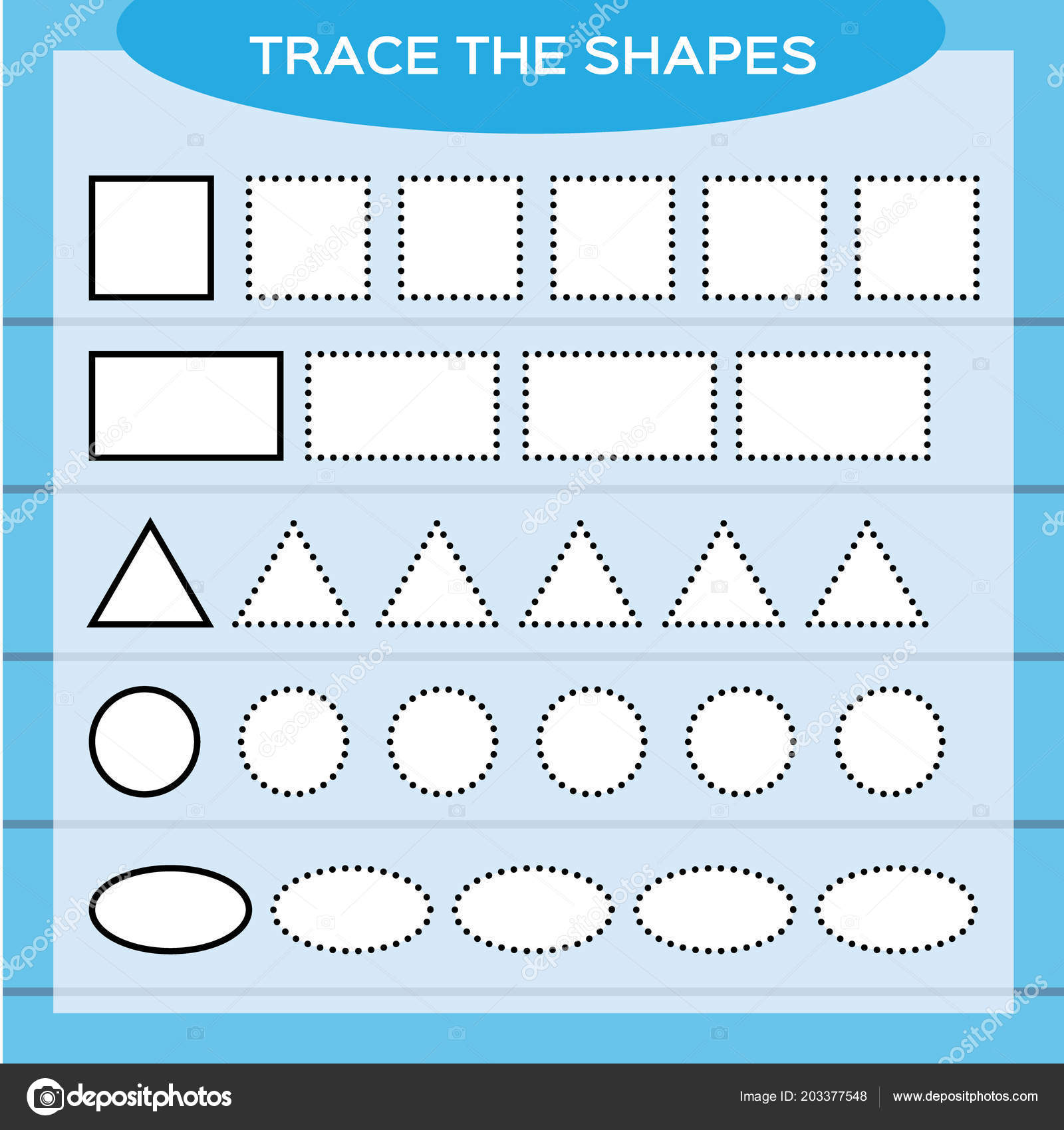 Worksheets Fine Motor Worksheets trace shapes kids education preschool worksheet basic writing doing worksheets fine motor skills white and blue background square rectangle circle e t c vector vec