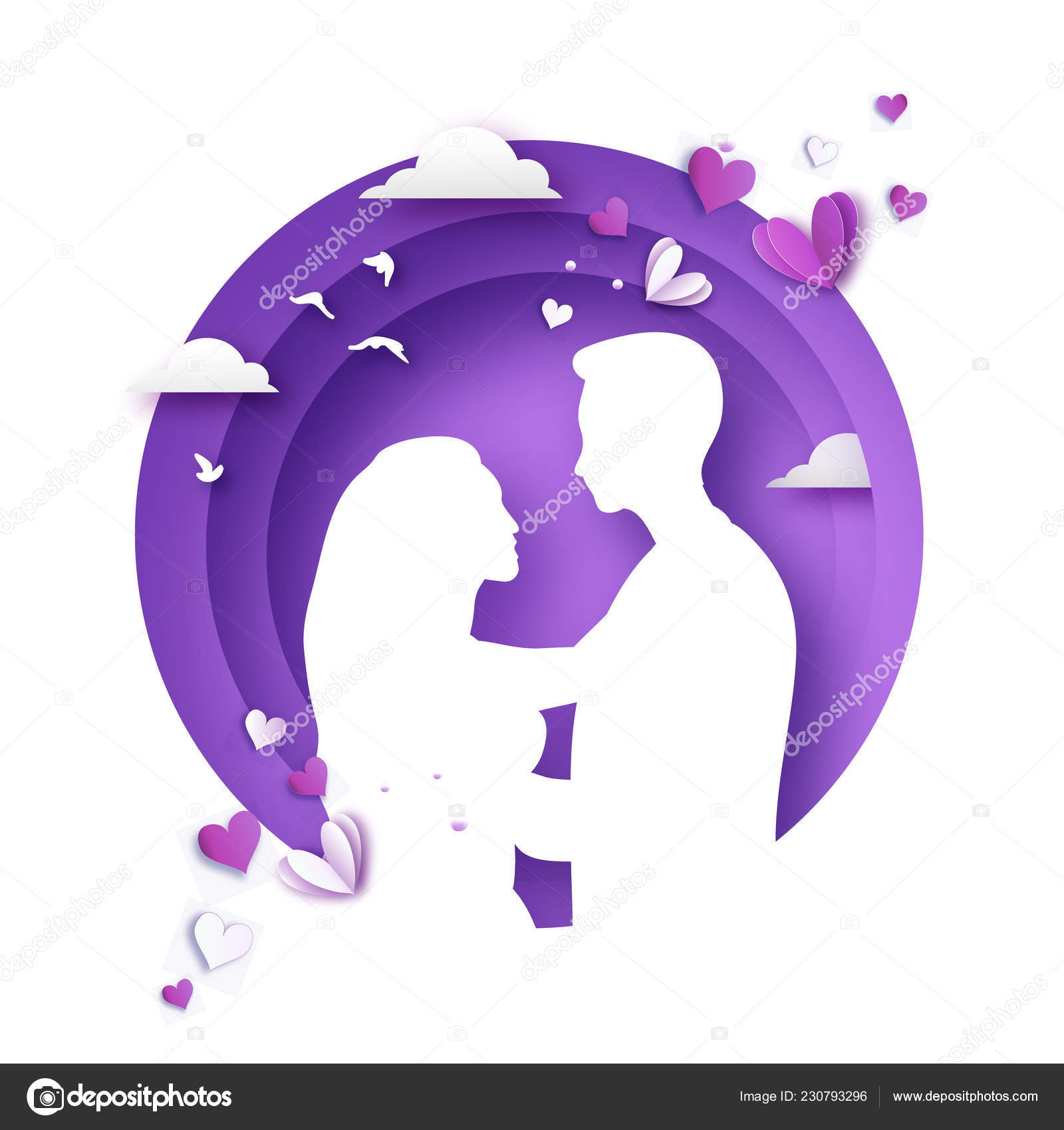 Estilo Corte Papel Amor Casal Origami Dia Dos Namorados