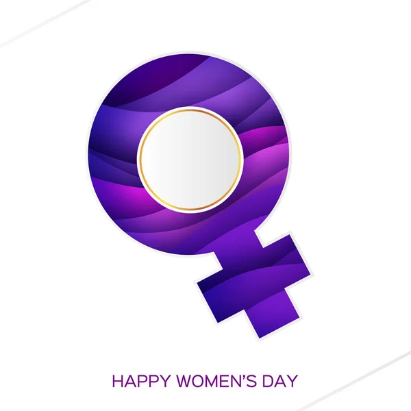 Women symbol. Female sex paper cut style. Purple gender type. Venus sign on layered background.