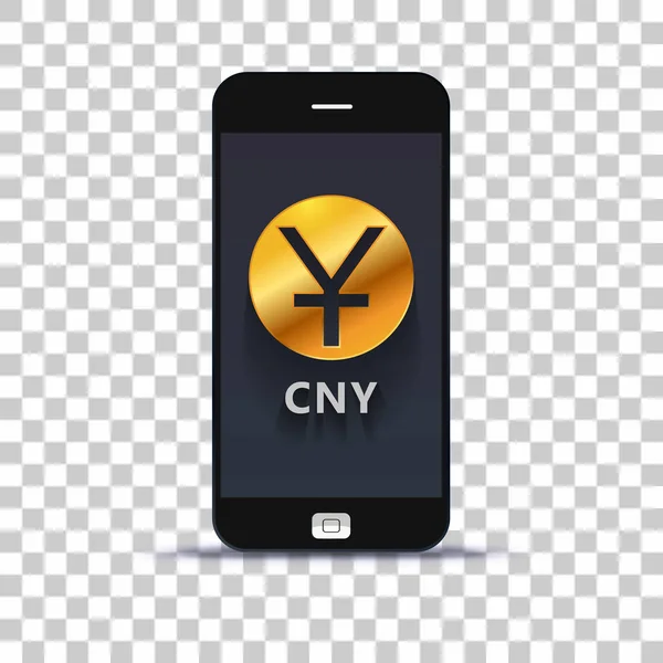 Chinese Yuan Wisselen Toepassing Voor Mobiele Pone Geplakt Fotopapier — Stockvector