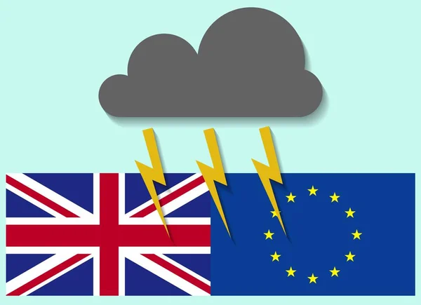 United Kingdom European Union Situational Background Design Illustrated Clouds Lights — Stok Vektör