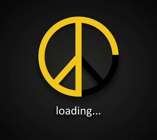 Yellow Peace Loading Sign Dark Background Template — 스톡 벡터
