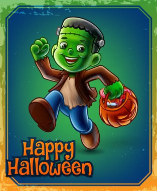 Cadılar Bayramı Balkabağı fener illüstrasyon çocukla