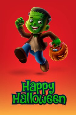 Cadılar Bayramı Balkabağı fener illüstrasyon çocukla