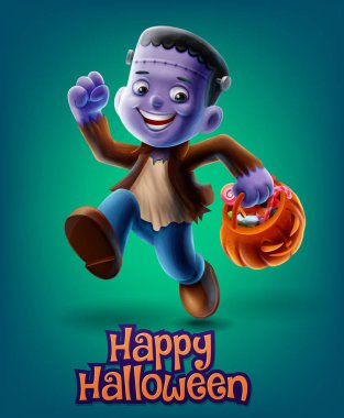 Cadılar Bayramı Balkabağı fener illüstrasyon çocukla