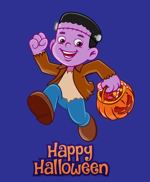 Dítě Halloween Dýňové Lucerny Ilustrace — Stockový vektor