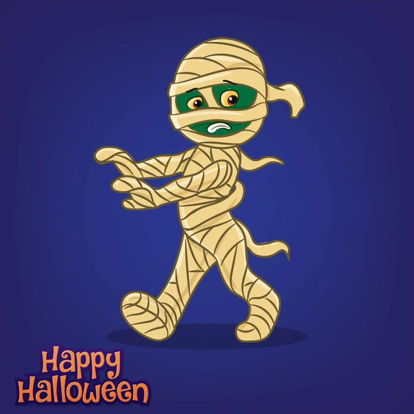 Poster Halloween Con Mummia Illustrazione Vettoriale — Vettoriale Stock