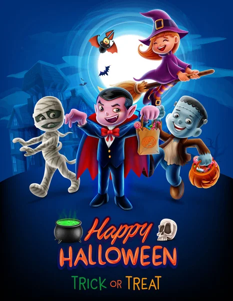 Gelukkig Halloween Poster Vectorillustratie — Stockvector