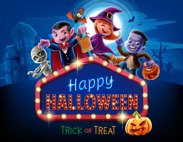 Gelukkig Halloween Poster Vectorillustratie — Stockvector