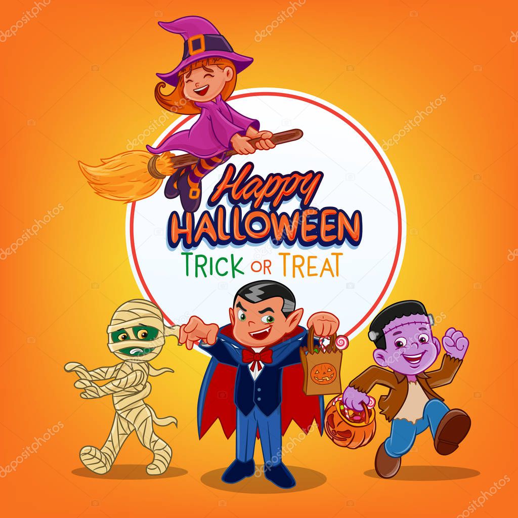 Happy Halloween poster, vector illustration