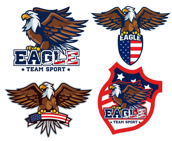 Zestaw Etykiet Eagles Białym Tle — Wektor stockowy
