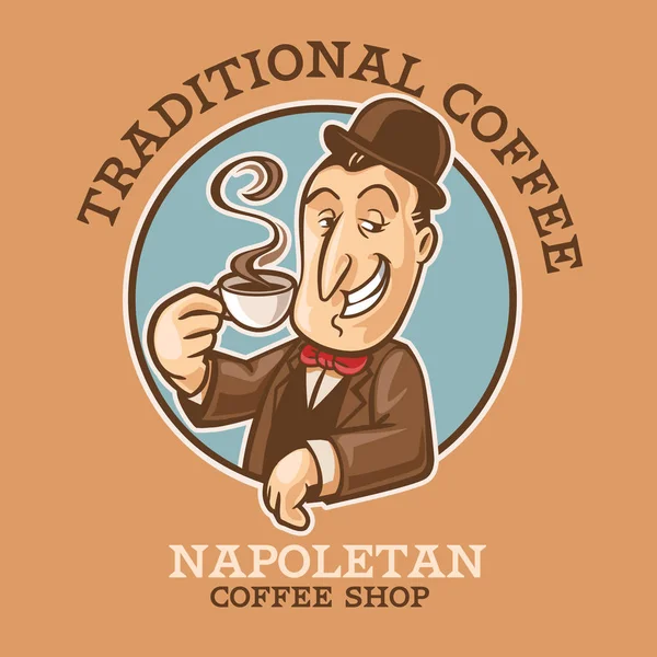 Vector Ilustración Carácter Hombre Maduro Con Taza Café — Vector de stock