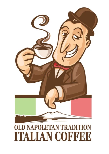 Векторная Иллюстрация Зрелого Мужчины Чашкой Кофе — стоковый вектор