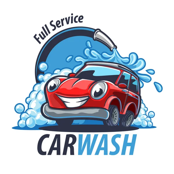 Vectorillustratie Van Cartoon Auto Met Belettering Autowassen — Stockvector