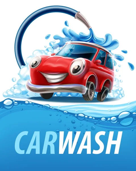 Vector Illustration Cartoon Automobile Lettering Car Wash — Stock Vector