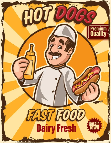 Barevné Vektorové Ilustrace Pro Fast Food Logo Kreslenou Postavičkou — Stockový vektor