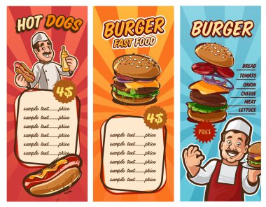 Renkli vektör çizim fast food logo şablonlar için 