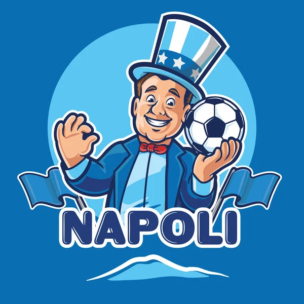 Färgglada Vektorillustration Napoli City Banner Med Seriefiguren — Stock vektor