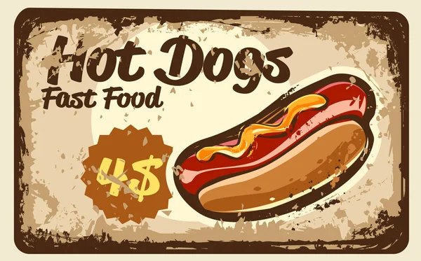 Barevné Vektorové Ilustrace Pro Fast Food Vintage Hot Dogy Nápis — Stockový vektor