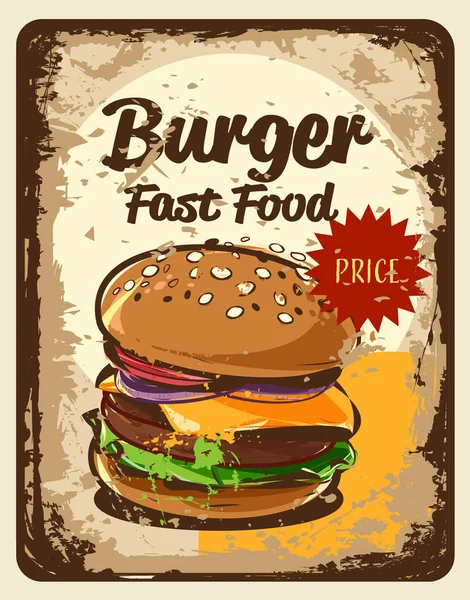 Menu cibo hamburger — Vettoriale Stock