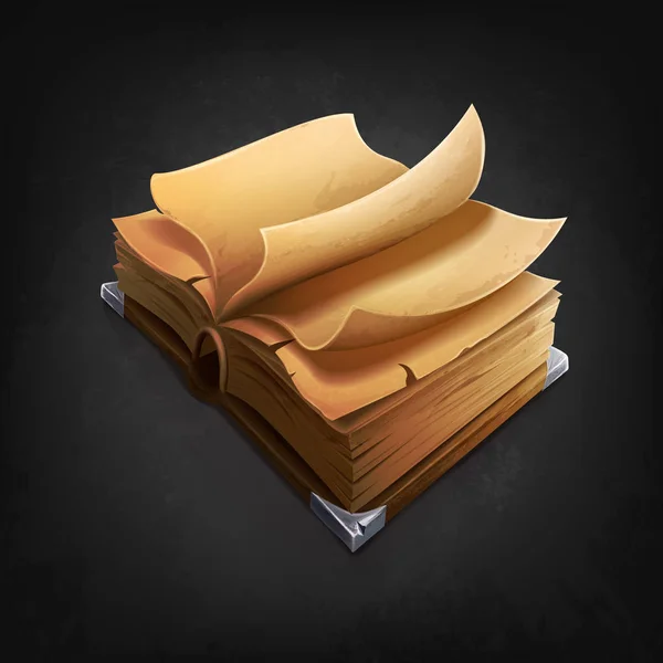 Pages Vieux Livre Ouvert Sur Fond Sombre — Image vectorielle