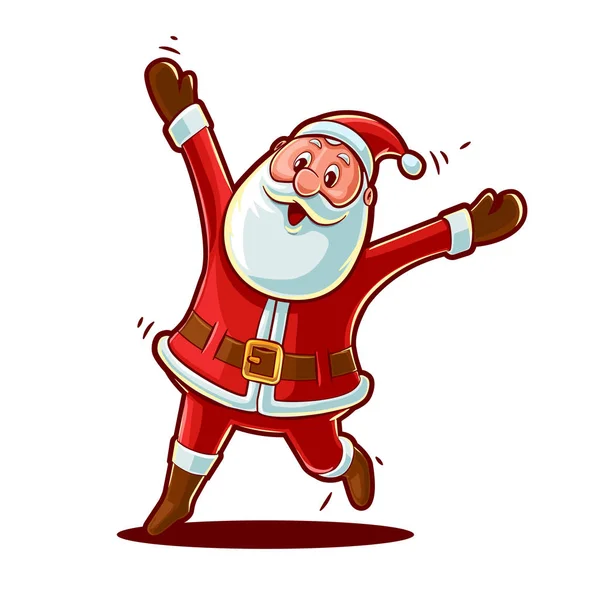 Dancing Santa Claus Christmas Character White Background — Stock Vector
