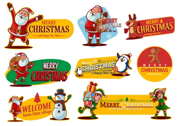 Letreros Iluminados Para Entrega Navidad Santa — Vector de stock