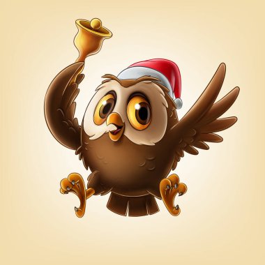 Noel şapkalı sevimli bir baykuş.