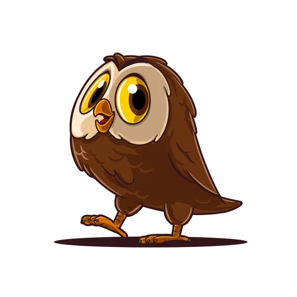 Cute Cartoon Owl Illustration White Background — Stock Vector