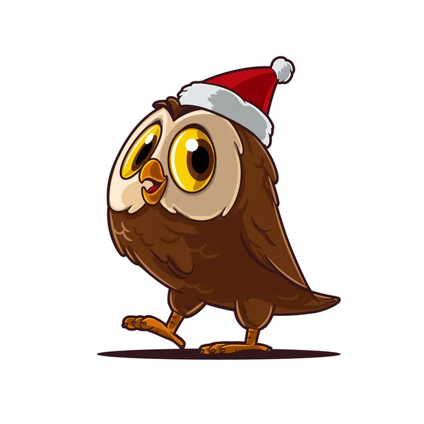 Owl Merry Christmas Hat — Stock Vector