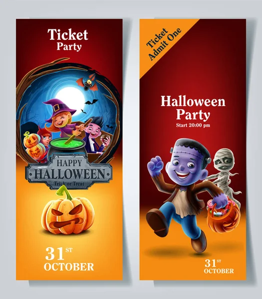 Ticket Voor Halloween Party Frame — Stockvector