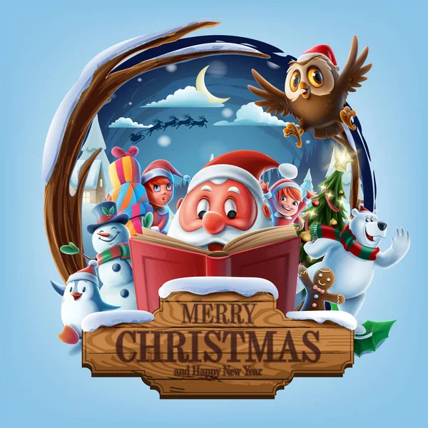 Papai Noel Conta História Natal —  Vetores de Stock