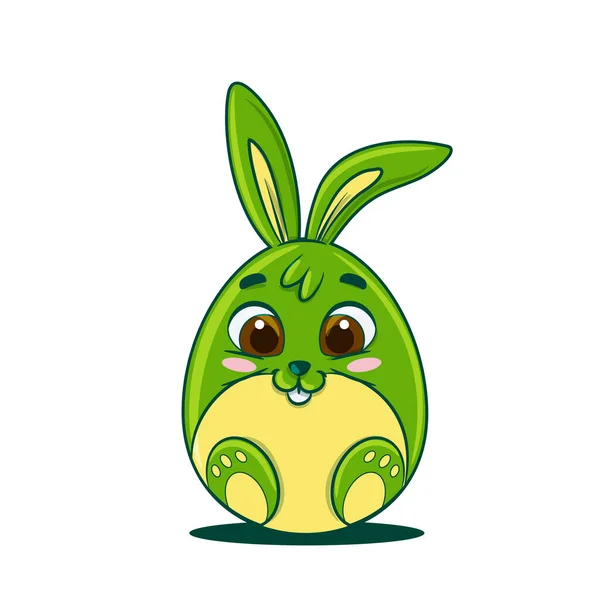 Glad Påsk Rolig Grön Kanin Karaktär Vektor Illustration För Din — Stock vektor