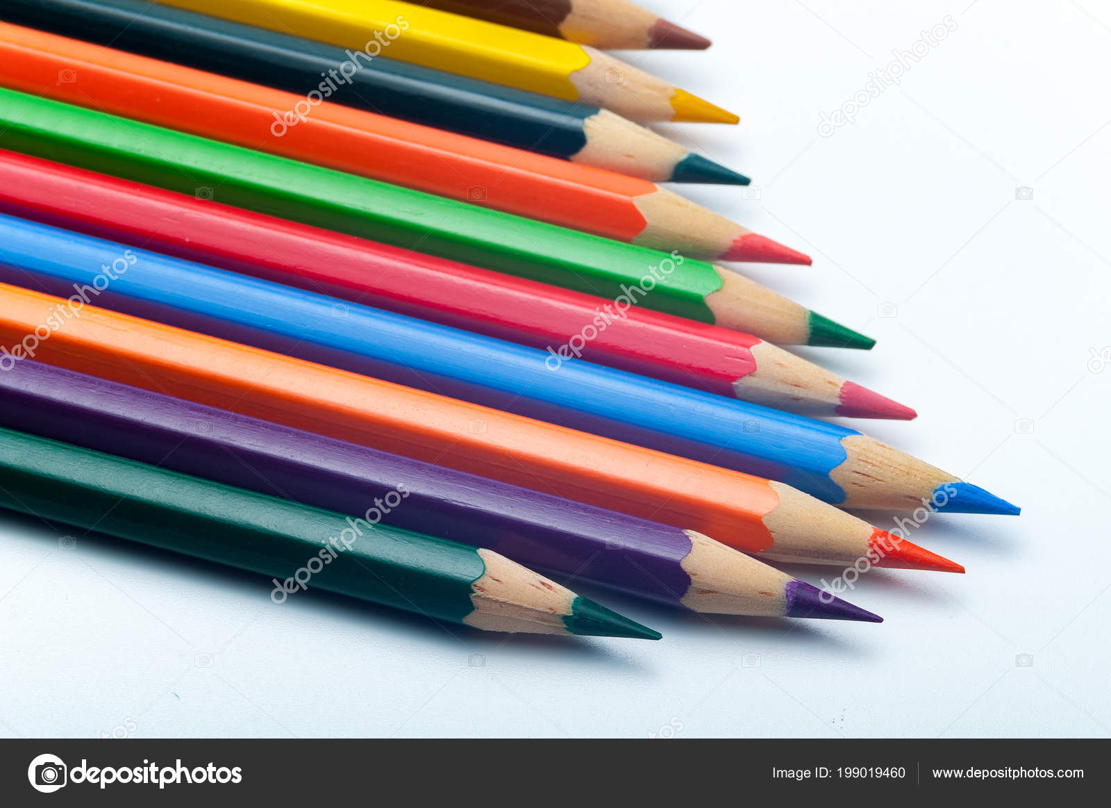 Colored Pencils Lying Table — Stock Photo © Leontiev_E 199019460
