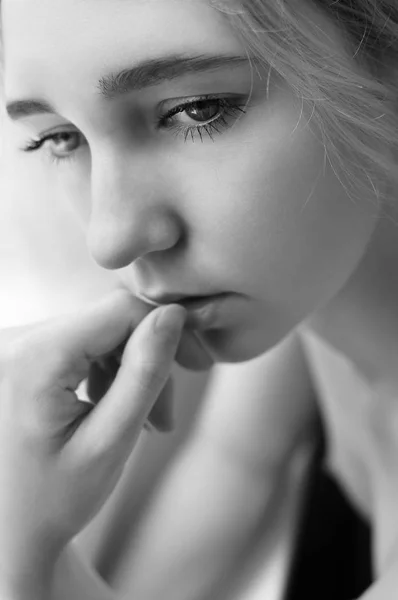 Emosional Potret Seorang Gadis Cantik — Stok Foto