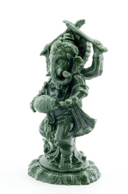 Beyaz adam üzerinde fil Ganesha yaldızlı figürü