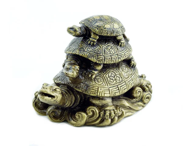 Beyaz arka plan üzerinde izole altın kaplumbağalar