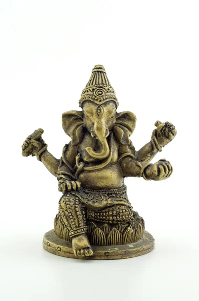 Gilded Figure Elephant Ganesha White Backgroun Royalty Free Stock Images