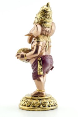 Beyaz adam üzerinde fil Ganesha yaldızlı figürü