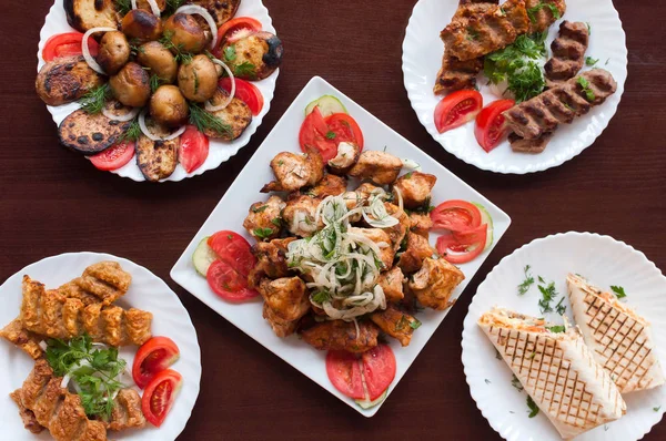 Mix Kebab Plate Top Vie — Stock Photo, Image