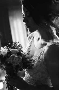 Lüks gelin gelinlik güzel adam üzerinde