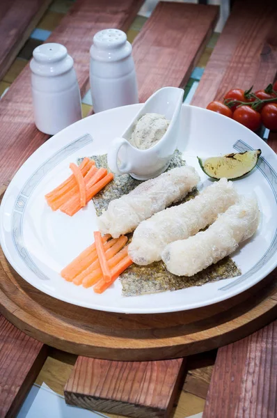 Panquecas Com Recheio Frango Culinária Tailandesa — Fotografia de Stock