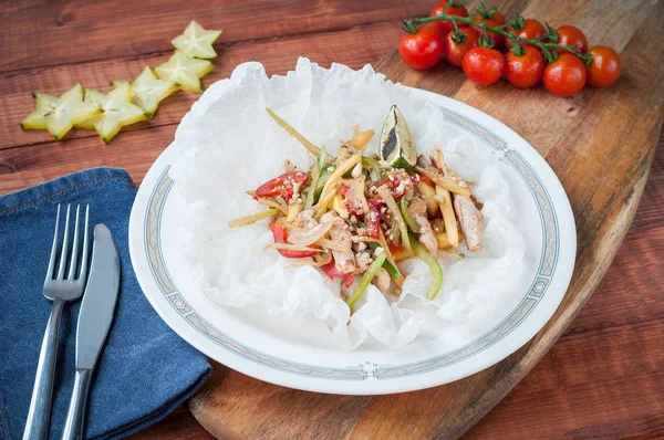 Salată Carne Pui Bucătărie Thailandeză — Fotografie, imagine de stoc