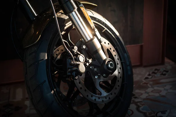 Steel Disc Black Motorcycle — Stock Photo, Image