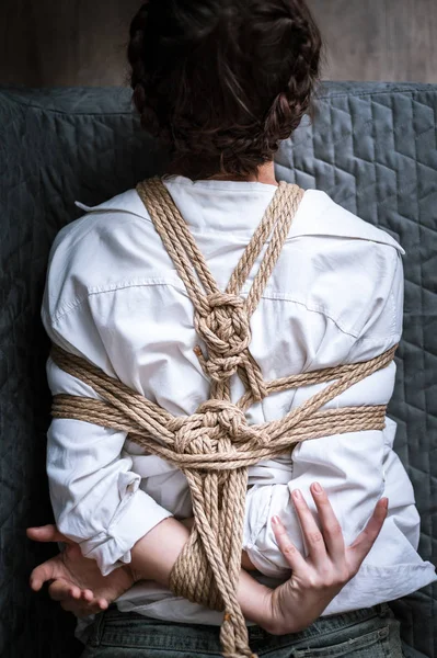 Жінка Язаний Мотузкою Японська Техніка Рабства — стокове фото